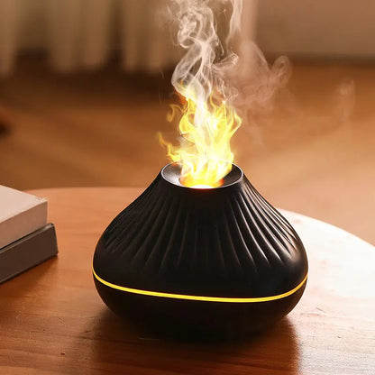 Volcanic Aroma Diffuser – 160 ml USB eterisk oljelampa med Color Flame Night Light