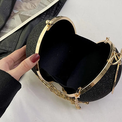 Circular Ring Portable Evening Bags Metal Sliver Round Ball Handbags For Lipstick Elegant Luxury Clutch Purse Wedding Wallets