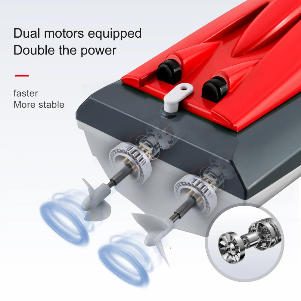 2,4GHz RC Båtracing Dubbelmotorfjärrkontroll Fartyg 20km/h Båtar för pooler och sjöar Utomhus Barnleksaker Födelsedagspresenter Pojkar Flickor