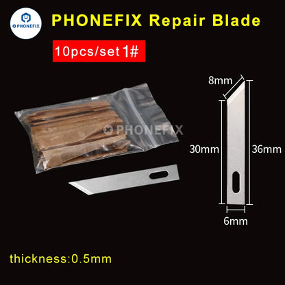 10pcs Scalpel Knife Blades Engraving Non-Slip Metal Scalpel Knife Replacement Craft Blades PCB Repair Hand Tools