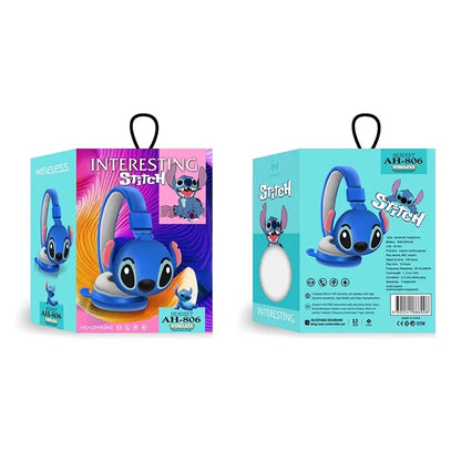 Nya Disney Stitch trådlösa Bluetooth-hörlurar AH-806 HIFI Stereoljud Fällbara headset med mikrofon Anime Cartoon Barnpresent