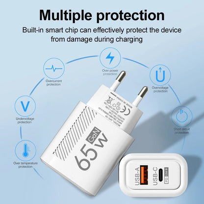 65W GaN USB C Charger Fast Charging Wall Charger For iPhone/Xiaomi/Samsung PD Type C Phone Adapter EU/US Plug