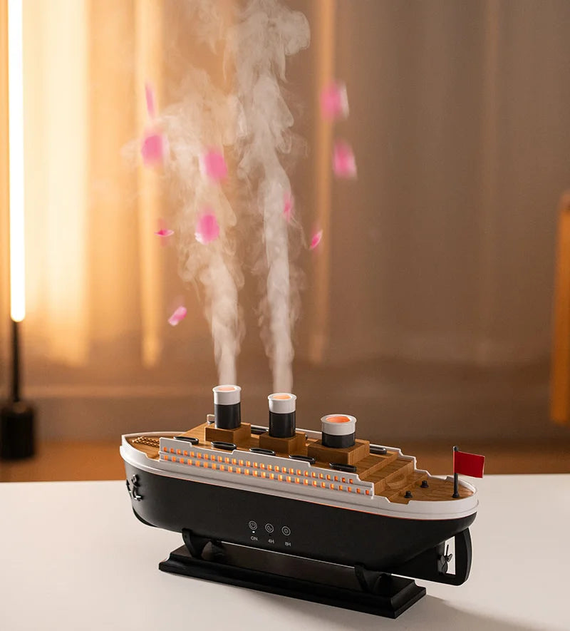 Train Cannon Ultrasonic Luftfuktare – Manet Spray Aroma Diffuser med färgglada lampor och fjärrkontroll