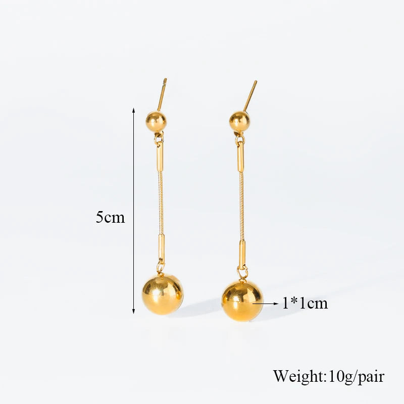 EILIECK 316L Stainless Steel 18K Gold Plated Bead Pendant Necklace Earrings Jewelry Set For Women Waterproof Fashion Jewelry