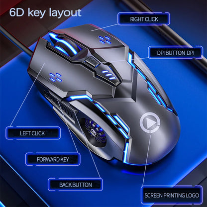 UTH G5 Six key 3200PDI wired illuminated gaming mouse, e-sports mechanical mute computer accessories