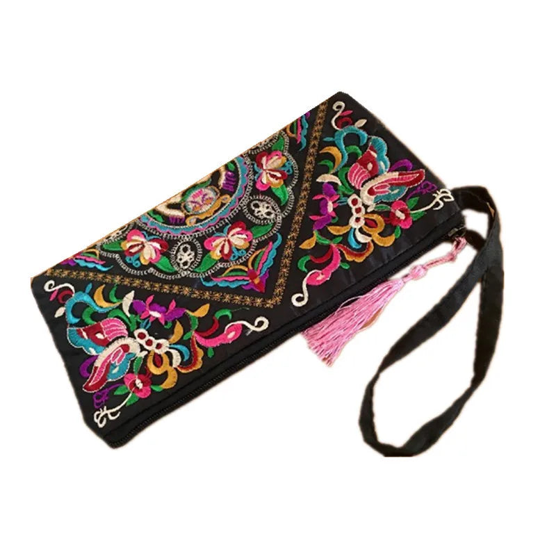 Ethnic Style Envelope Bag For Women Handbags Female Phone Purse Retro Fashion Embroidered Wristlet Bags Wallet sac à main