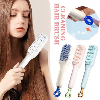 Self-Cleaning Anti-Static Massage Comb – Retractable Brush for Smooth Hair and Scalp Care.