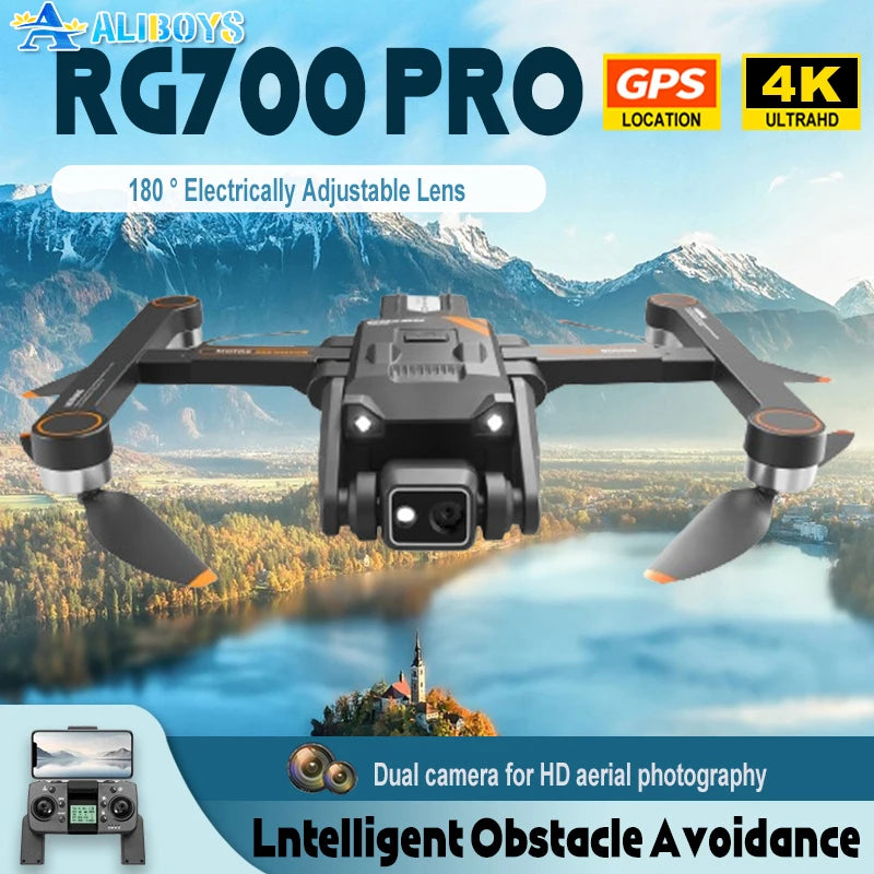 RG 700Pro RC Drönare GPS Undvikande av hinder Flygfotografi HD Dubbelkamera Quadcopter Borstlös motorhelikopter Barn Vuxenleksak