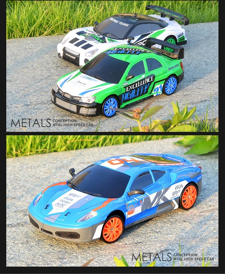 2,4G RC CAR Med LED-ljus 4WD Fjärrkontroll Drift Cars Professionella racingleksaker GTR modell AE86 för barn Julklappar