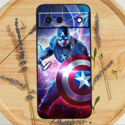 Marvel America Captain Cool Case For Google Pixel: Black Silicon Shockproof Shell Cover