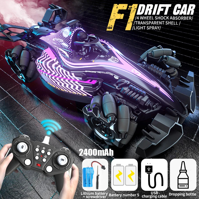 Drift RC Car Remote Control Car Racing Spray 2.4G High Speed Off Road Competition Vehicle RC Boys Toys for Children Christmas