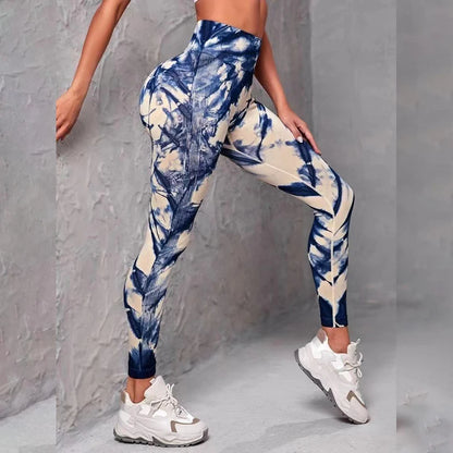 Women's High Waist Tie-Dye Yoga Leggings with High Elasticity