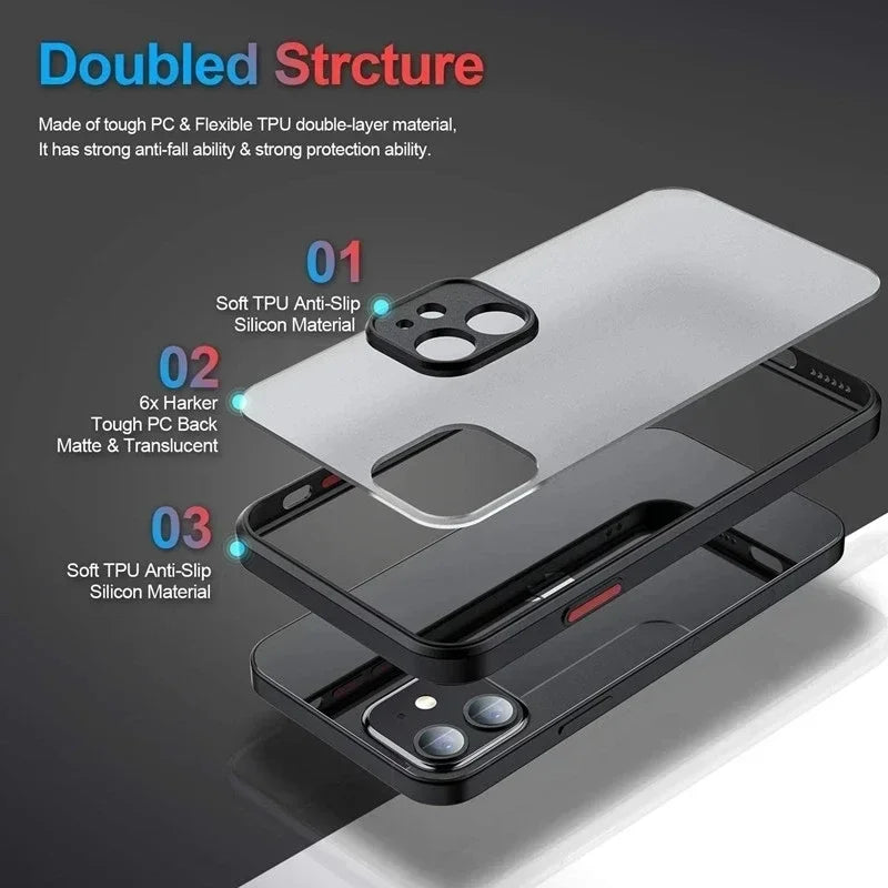 Black Matte Soft Silicone Shockproof Case For iPhone