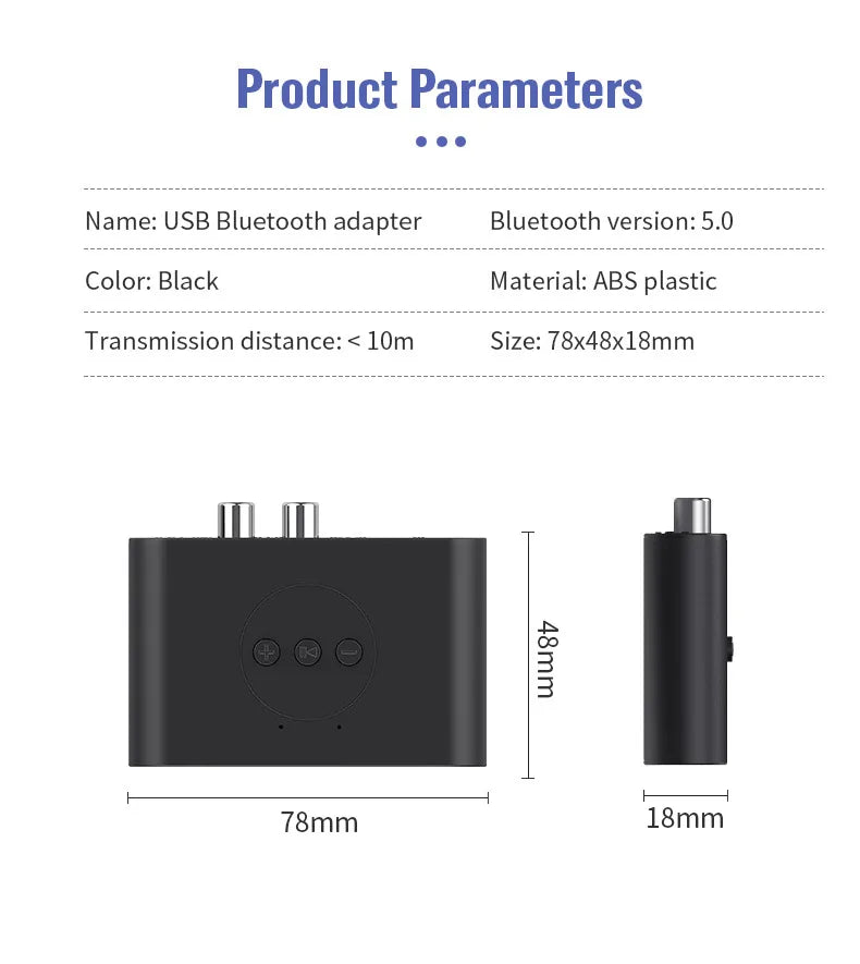 Bluetooth 5.0 Audio Receiver NFC U Disk 3,5 mm AUX RCA USB Stereo Music Trådlös Adapter Med Mic För Bilsats Högtalarförstärkare