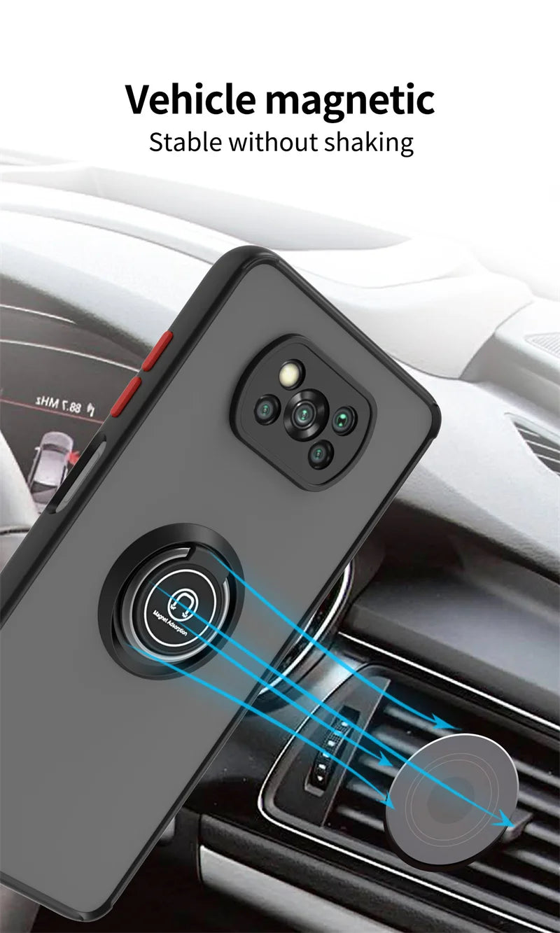 Stötsäkert fodral för Xiaomi Poco X3 Pro, magnetisk bilhållare Ringställ Telefonskydd för Poco X3 NFC, X3 Pro, Poco X3 Pro