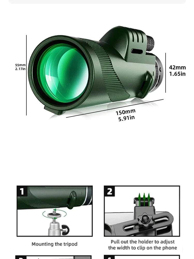 Portable Zoom HD 5000M Telescope Folding Long Distance Mini Powerful Telescope for Hunting Sports Outdoor Camping Travel