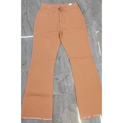 High Waist Brown Wide-Leg Jeans with Stretch Casual and Comfortable