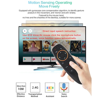 G10S Universal Voice Remote Control 2.4G Wireless Backlit IR Learning with Gyroscope Air Mouse Control for Android TV PC