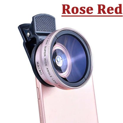 2 IN 1 Lens Universal Clip 37mm Mobile Phone Lens Professional 0.45X 49uv Super Wide-Angle + Macro HD Lens For iPhone Android