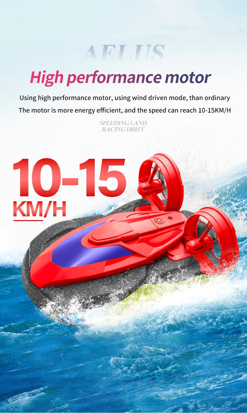 New S10 Water & Land 2 in 1 Remote Control High Speed Boat 2.4G Amphibious Hovercraft RC Drift Car Kids Toys Christmas Gifts