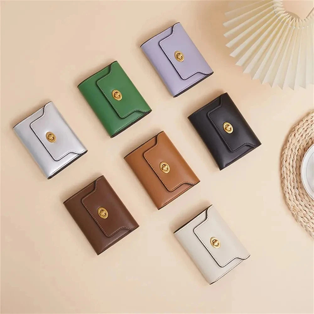 Custom Letters Fashion Women Short Wallet PU Leather Three Fold Wallet Small Coin Purse Ins Style Credit Card Holder Money Clip