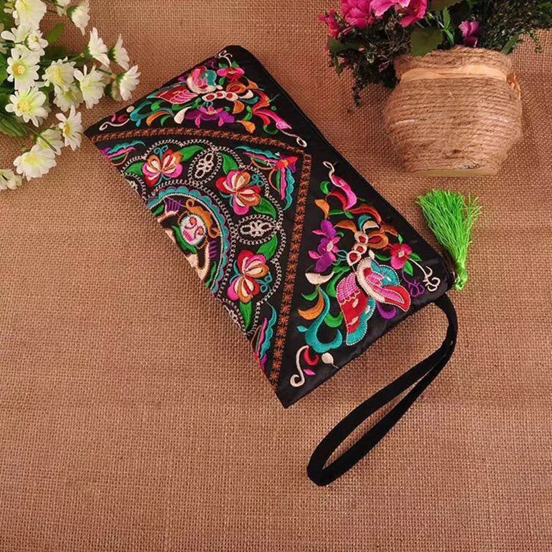 Ethnic Style Envelope Bag For Women Handbags Female Phone Purse Retro Fashion Embroidered Wristlet Bags Wallet sac à main