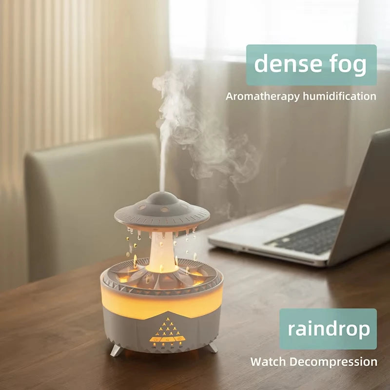 Rain Cloud Night Light Humidifier – Raining Water Drop Sound, 7 Color LED Light, Essential Oil Diffuser Aromatherapy