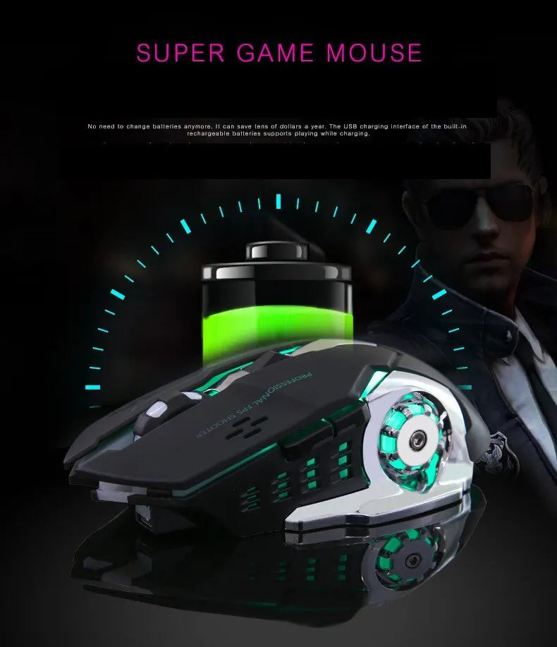 Rechargeable Wireless Mouse Gaming Computer Silent Bluetooth Mouse