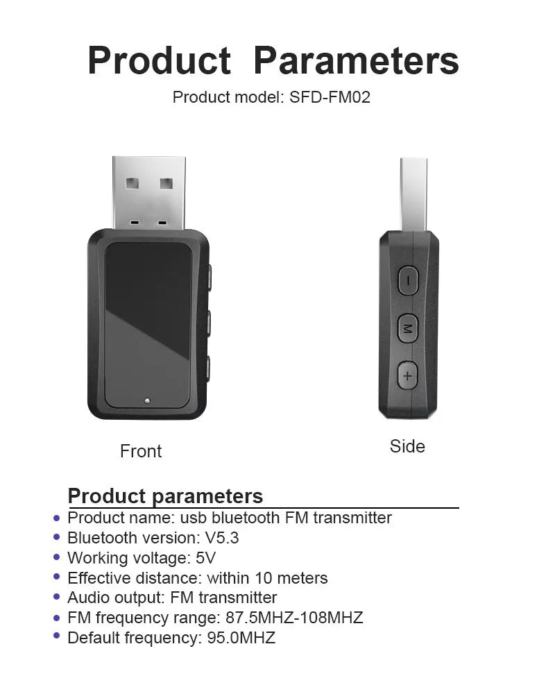 Bil Bluetooth 5.3 Sändare Mottagare Handsfree Ring Mini USB Power Car Kit Auto Stereo Trådlös Ljud Adapter För Bil Fm Radio