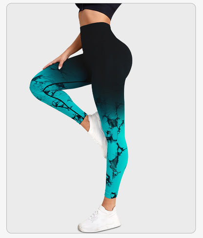 Sömlösa leggings med hög midja gradient för kvinnor med sömlös rumpa