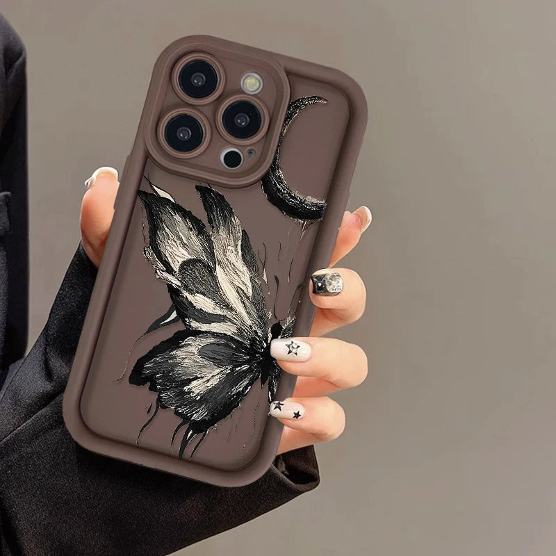 Flytande silikonfodral för iPhone: Stötsäkert Butterfly Soft TPU-fodral