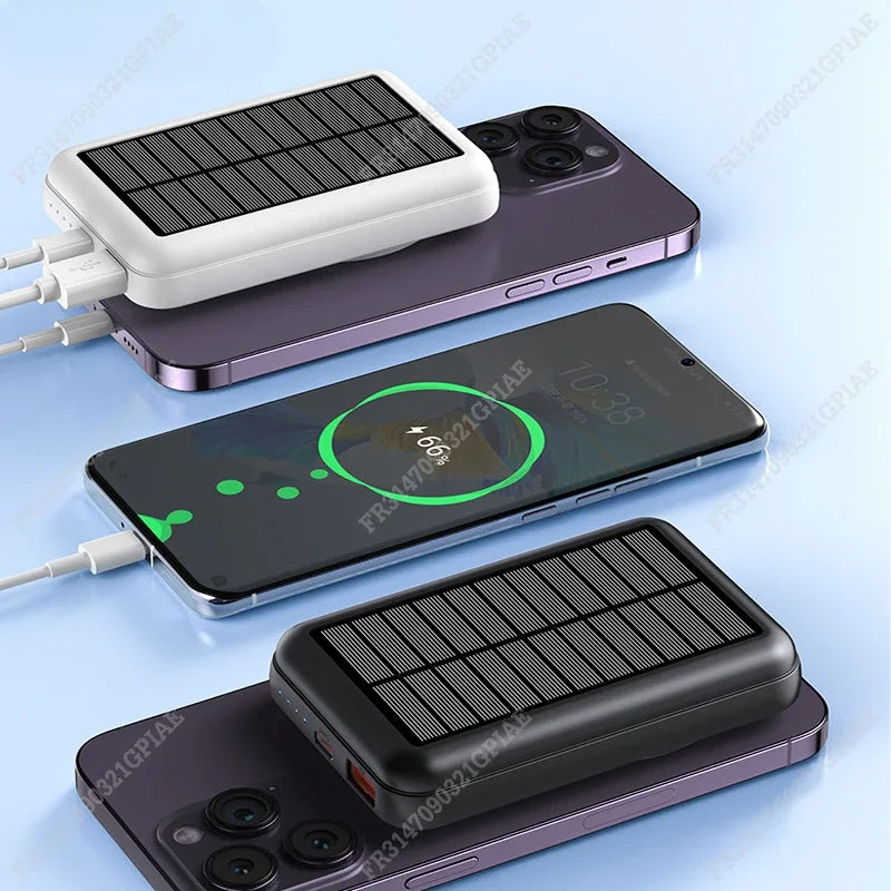 Magnetic 10000mAh Wireless Solar Power Bank with Fast Charging and USB C