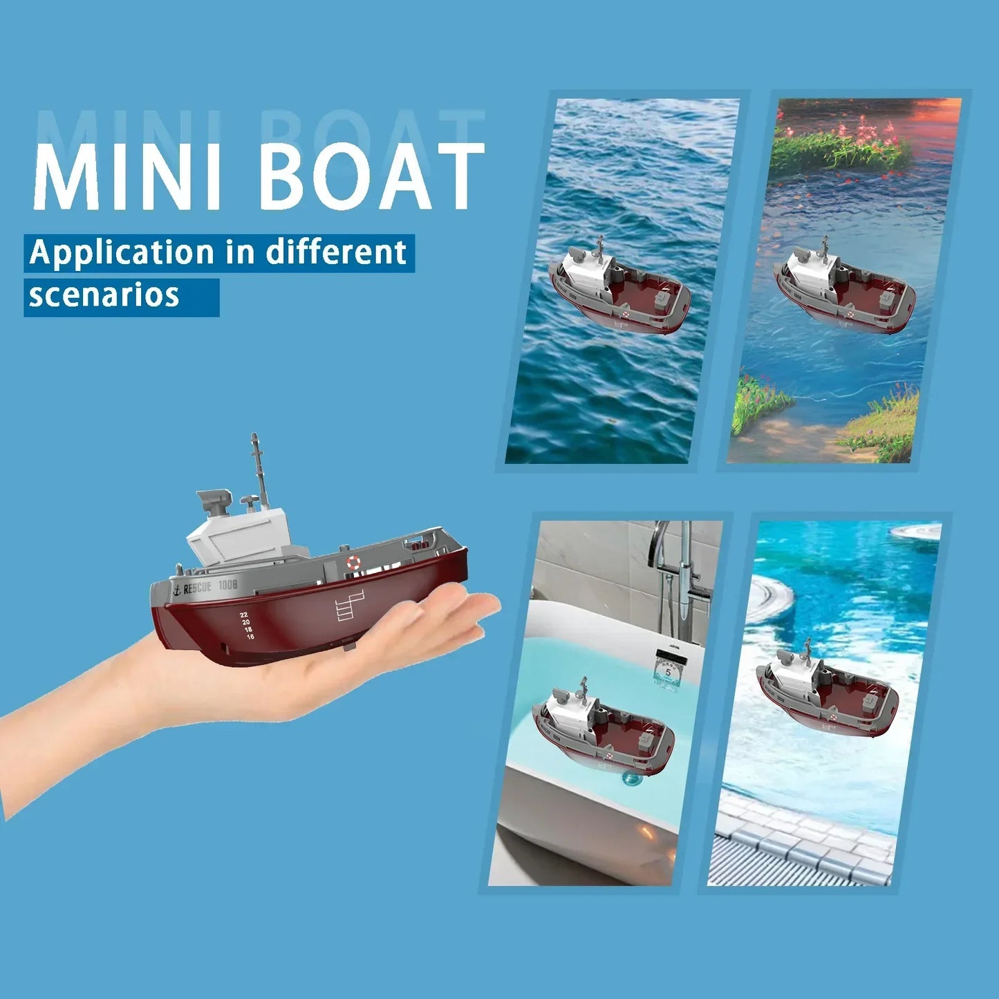 S820 RC Boat 2.4G 1/72 Powerful Dual Motor Long Range Wireless Electric Remote Control Tugboat Model Toys for Boys Gift