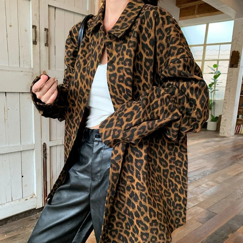 Chic Leopard Print Shirt Jacket Elegant and Casual