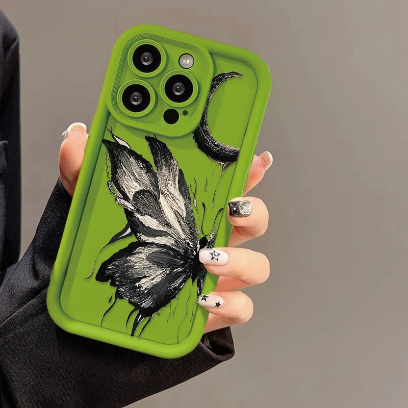 Flytande silikonfodral för iPhone: Stötsäkert Butterfly Soft TPU-fodral