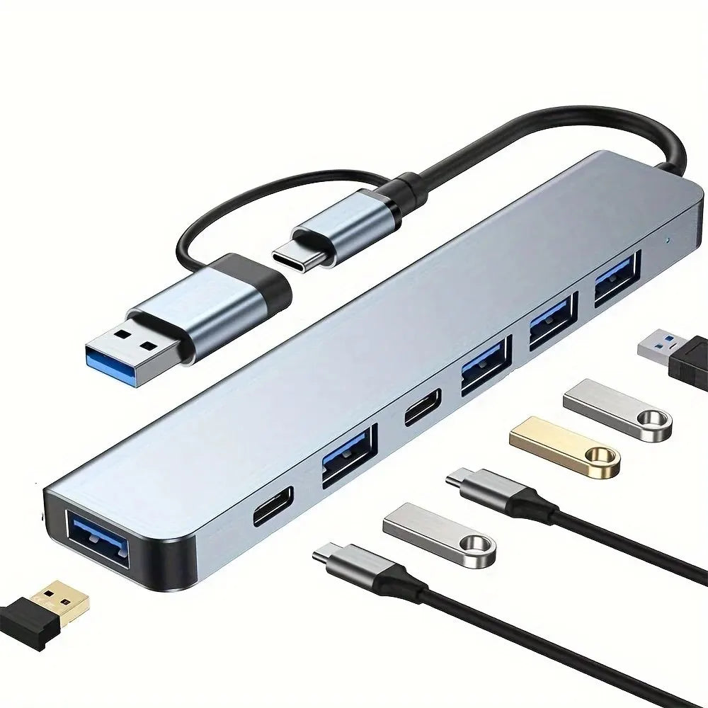 USB C Hub USB Hub 3.0, VIENON Aluminium 7 in 1 USB Extender, USB Splitter med 1 X USB 3.0, 4 X USB 2.0 och 2 X USB C-portar