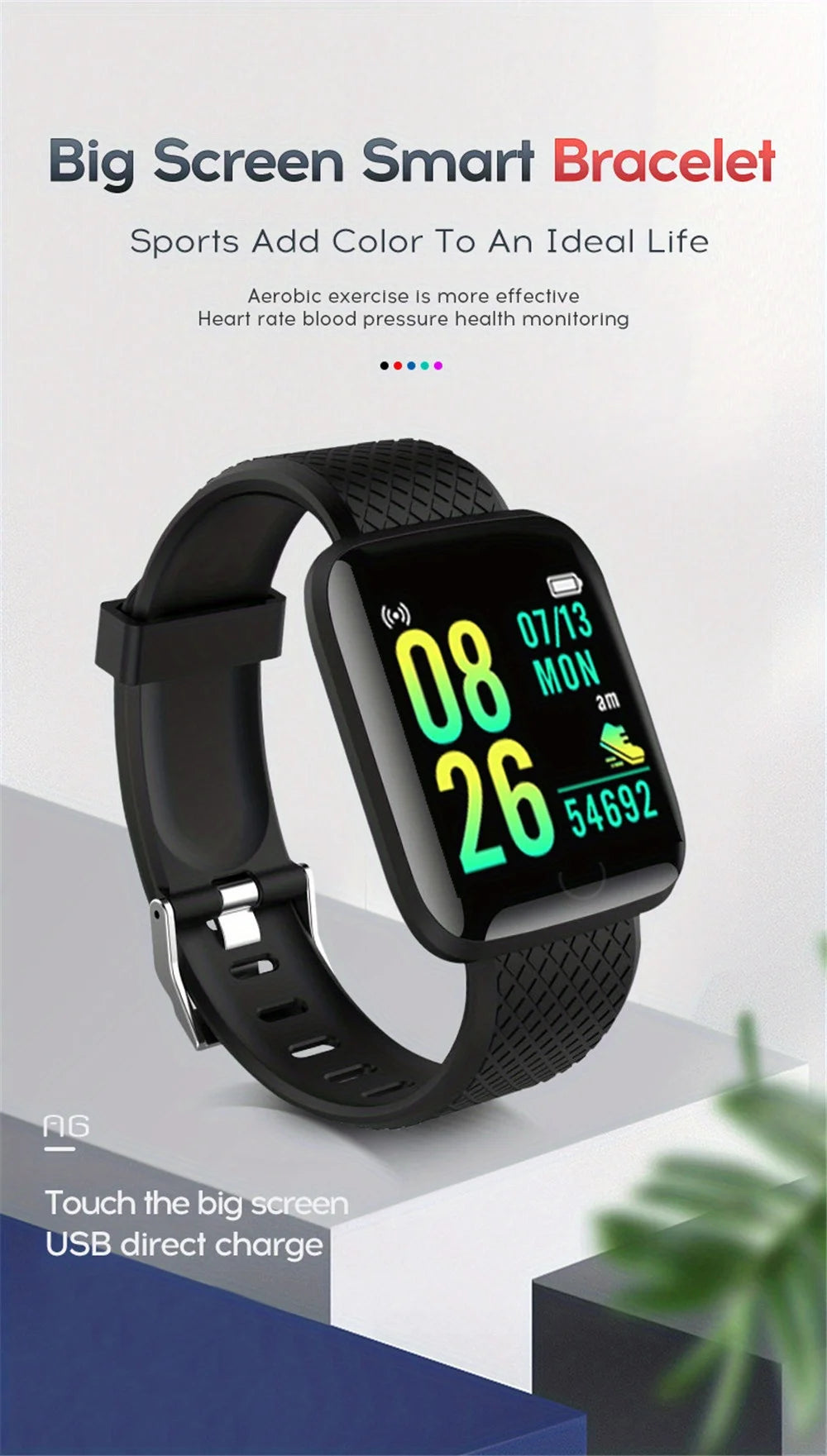 Smart Watches Fashion Sports Bracelet Multi-function USB Plug-in Charging Watches Women Fitness Men Smartwatch For Xiaomi Huawei