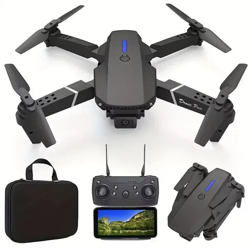 2024 Ny E88 Pro WIFI FPV Drone Vidvinkel HD 4K 1080P Kamera Höjd Håll RC Vikbar Quadcopter Dron Helikopter Leksaker Present