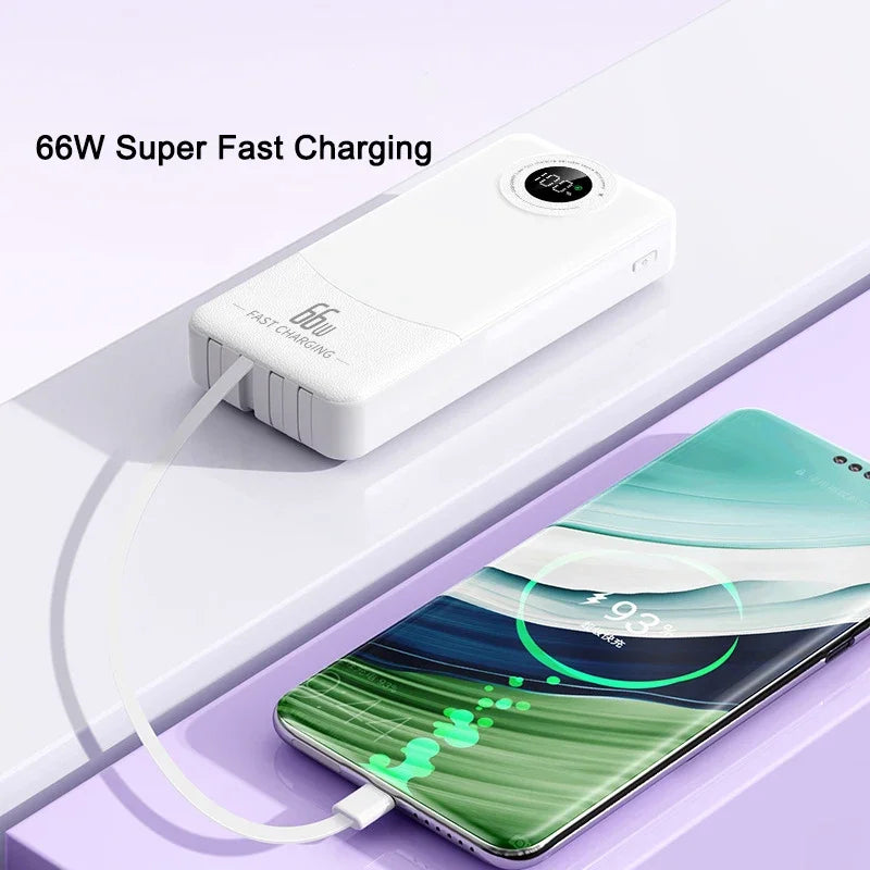 20000mAh 66W Power Bank with Fast Charging and 4 Cables