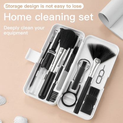 18 in 1 Computer Keyboard Cleaner Kit Phone Tablet Camera Screen Cleaning Tools Earphone Clean Brush Keycap Puller Phone Holder