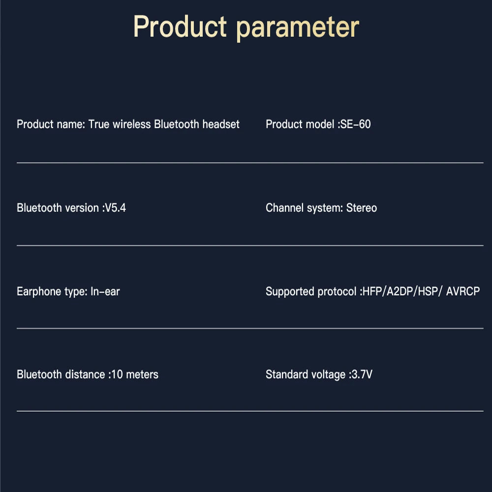 TWS Öronsnäckor ANC Active Noise Cancellation hörlurar med pekkontroll LCD-skärm Super Bass Premium Sound ENC Microphone SE-60