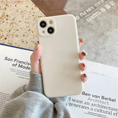 Luxury Liquid White Silicone Phone Case For iPhone 11 12 13 14 15 Pro Max Mini Xs X XR 6 6s 7 8 Plus SE Thin Soft Cover Fundas