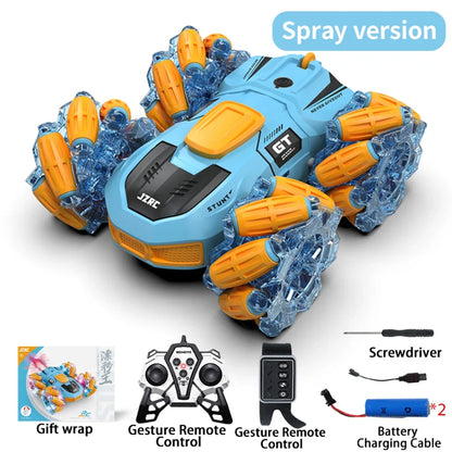 Top JZ06 RC Stunt Car 2.4G Double-Sided Drift RC Watch Gesture Sensor LED Rotation Gift Electronic Toy for Kids Boys