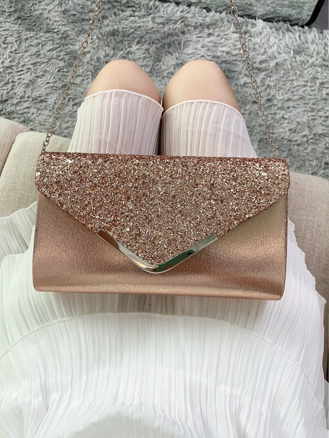 Glitter Bling Envelope Clutch – Elegant Party & Wedding Handbag for Women.