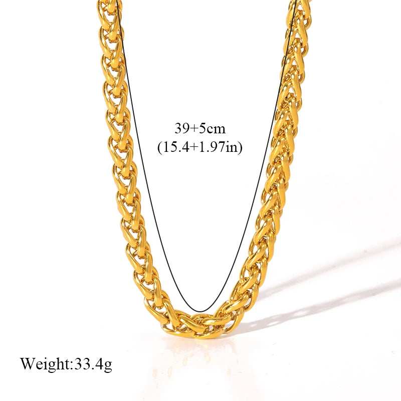 EILIECK 316L Stainless Steel Metal Twist Wound Chain Necklace For Women Fashion 18K Gold Plated Neck Chain Collar Jewelry Bijoux