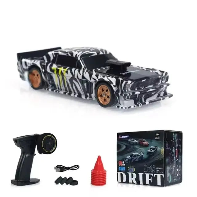 2.4G Höghastighets Drift Rc Bil 1/43 4WD Fjärrkontroll Bil Fyrhjulsdrift Radiostyrd Mini GTR Racing Modell Pojke Leksak Present