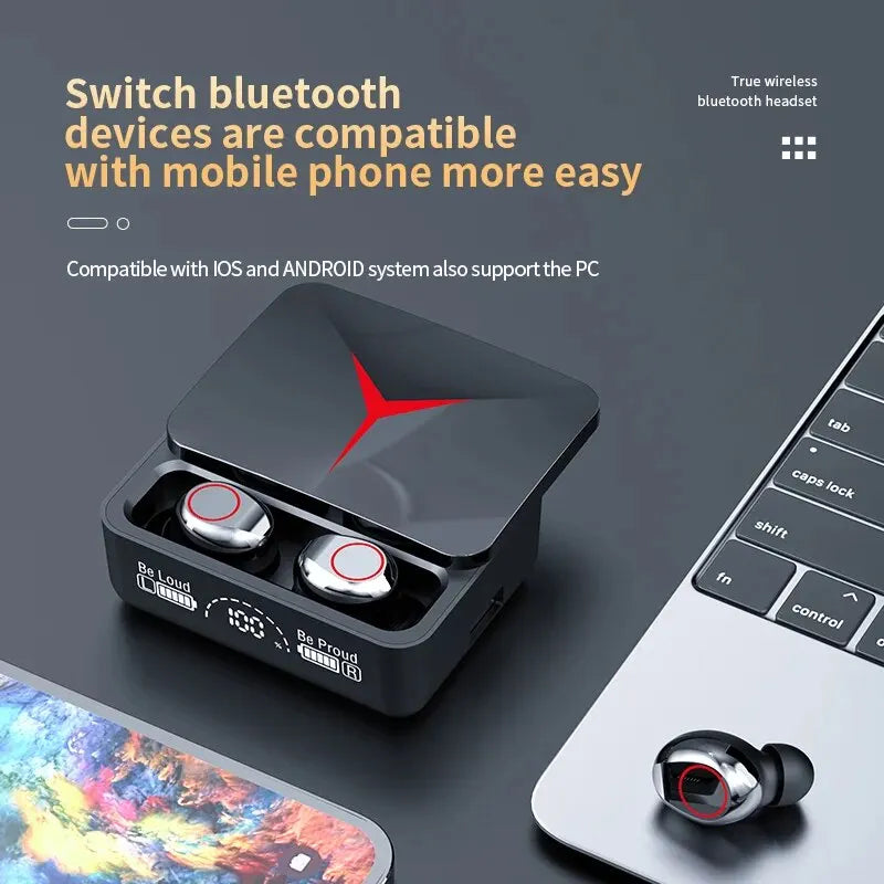 Original TWS M90 trådlösa hörlurar Gaming hörlurar Bluetooth 5.3 sport hörlurar med mikrofon trådlöst headset för iPhone Xiaomi