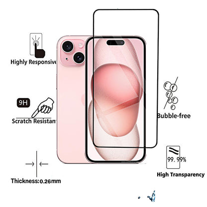 3st-svart skärmskydd och fodral med härdat glas för iPhone-modeller