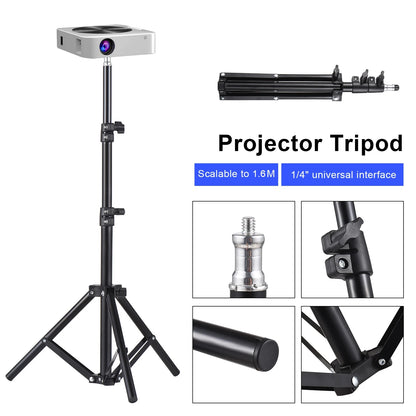 Universal Projector Tripod Stand Stretchable Projector Bracket Aluminum Alloy Portable Holder Adjustable Height for LCD Project