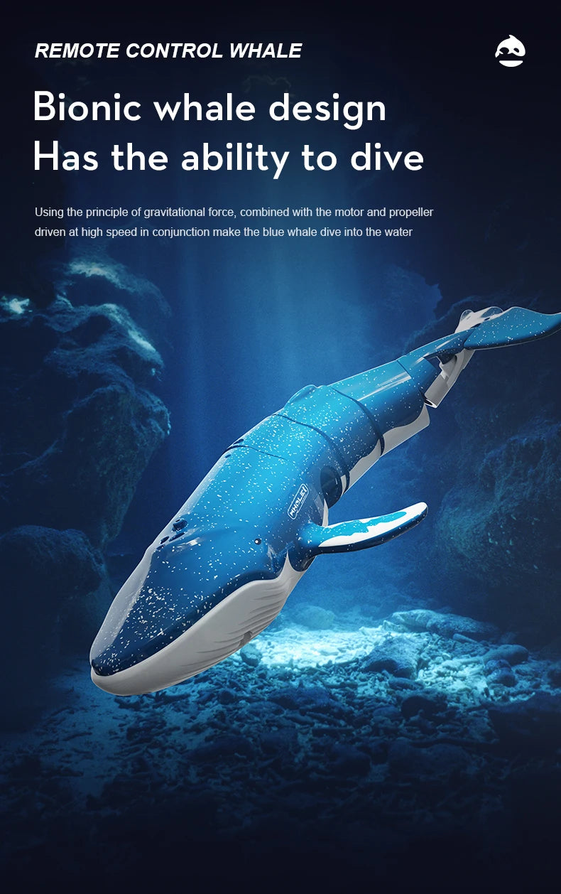 RC Whale Remote-Control Submarine Animal Underwater Simulation Water Spray Robot Electric Boat Bathtube Waterproof  Toy Kid Gift